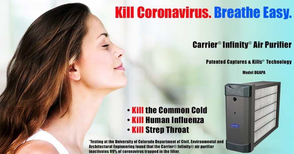 Kill Coronavirus with the Carrier Infinity Air Purifier from Sanford Temperature Control