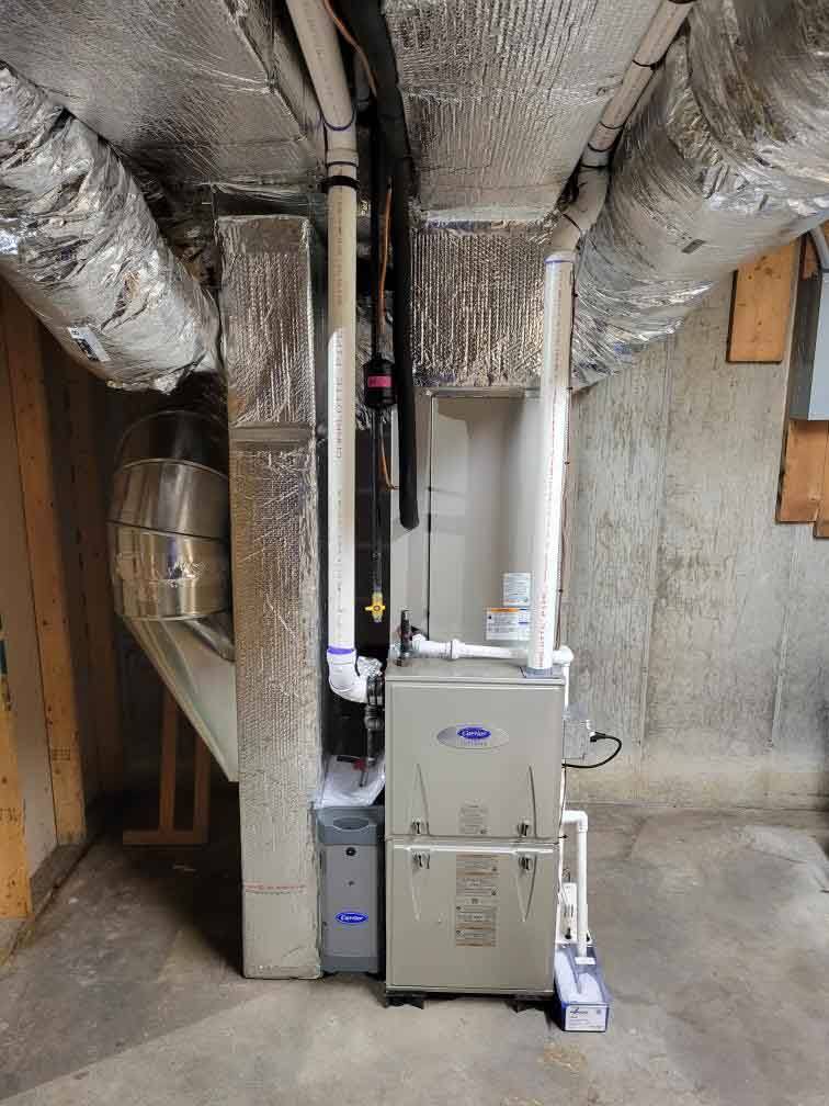 Newly installed furnace in the basement