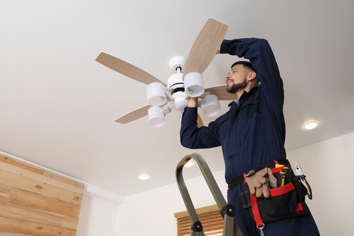 Man Installing a Ceiling Fan